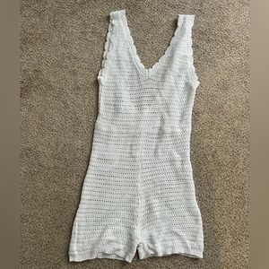 White knit romper
